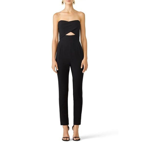 Black Halo Pants - NWT Black Halo Jada Strapless Jumpsuit Formal Cutout Size 6